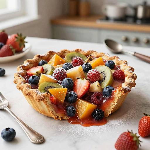 Vibrant Messy Fruit Pie Scene