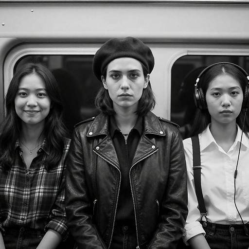 Chic Subway Style: Three Women Portrait