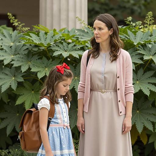 Women in Nature with Stone Column