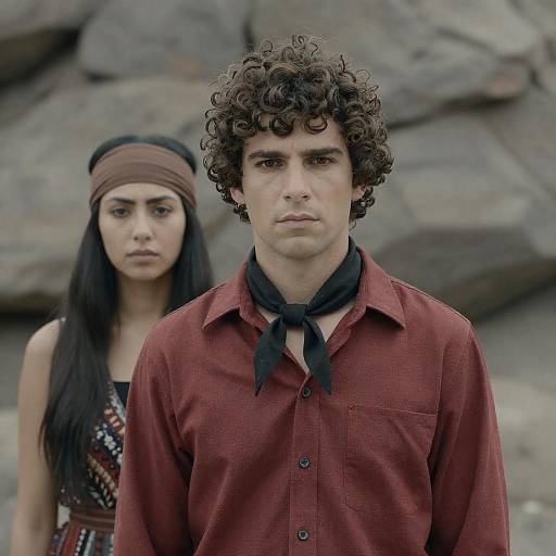 Serious Couple in Rocky Landscape