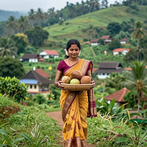Indian Girl in Kerala Hillside Village