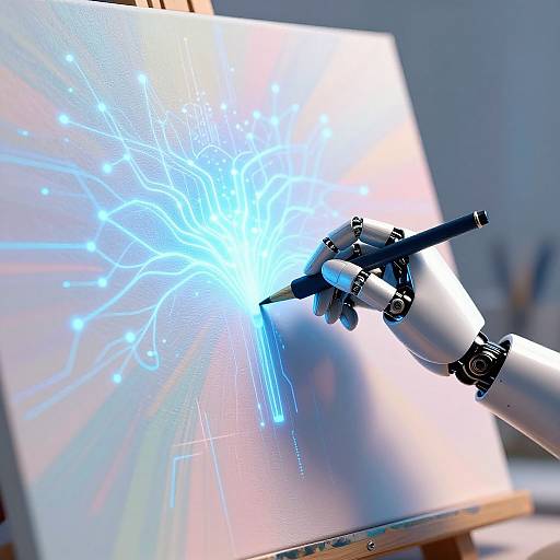 Futuristic AI Art Creation Scene