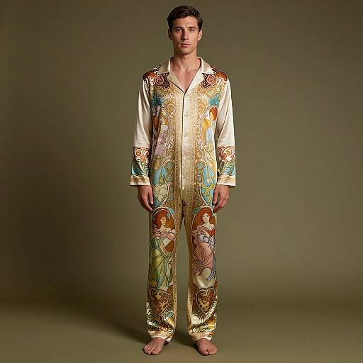 Man in Art Nouveau Lounge Jumpsuit