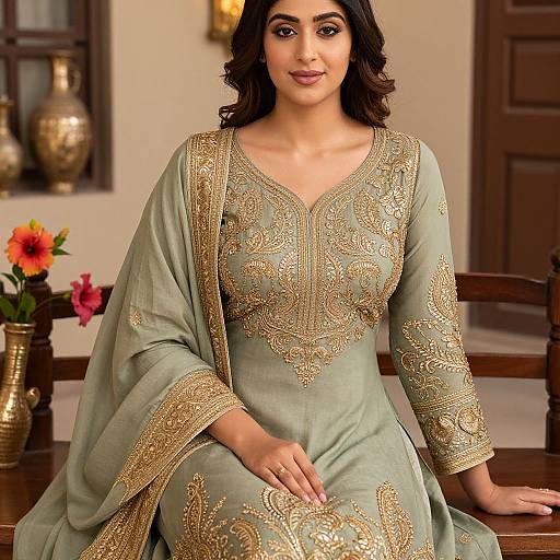 Intricate Punjabi Suit Frock Close-Up