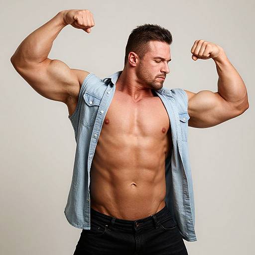 Confident Muscular Man Flexing Physique