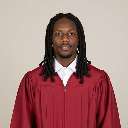 Portrait of Black Graduate in Red Gown