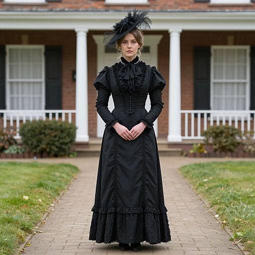Victorian Woman in Black Dress