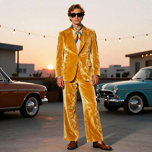 70s Velvet Suit Crooner Rooftop Look
