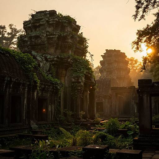 Ancient Ruins at Golden Sunset