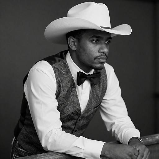 Monochrome Portrait of a Stylish Cowboy