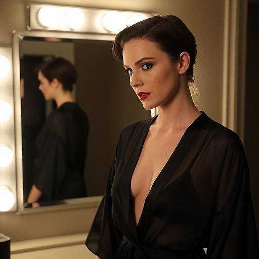 Hollywood Diva in Sheer Black Robe