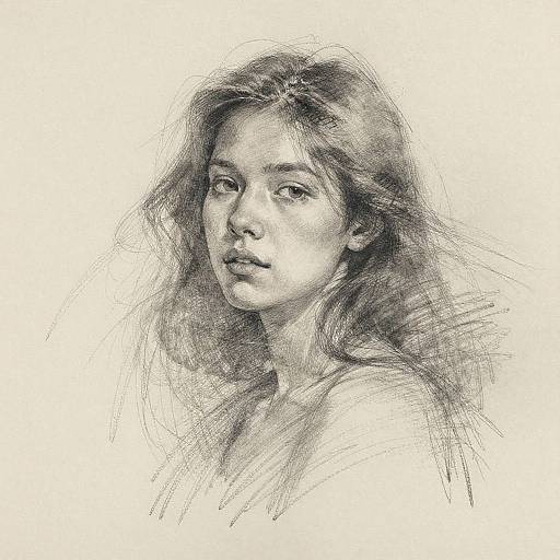 Abstract Free Spirit Portrait Sketch