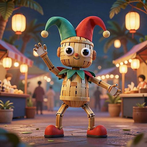 Whimsical Bamboo Robot Jester