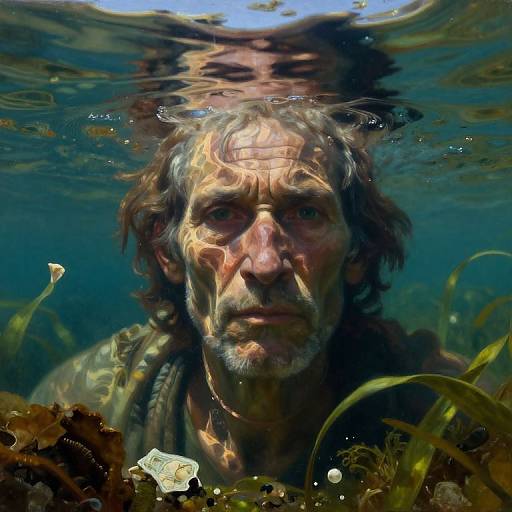 Ethereal Portrait Beneath Crystal Pool