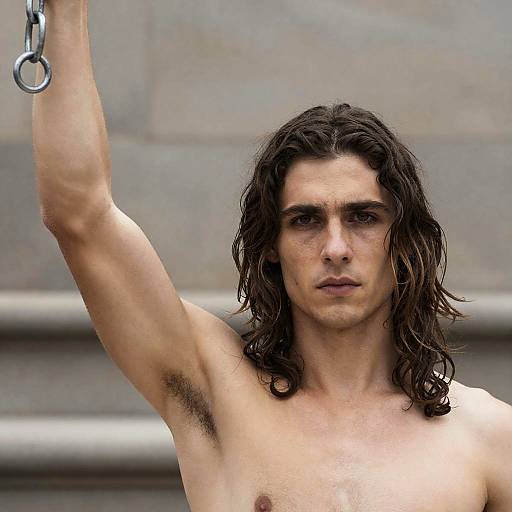 Shirtless Man Holding Chain