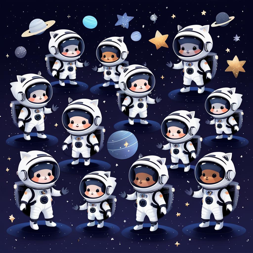 Whimsical Astronaut Hedgehogs in Space