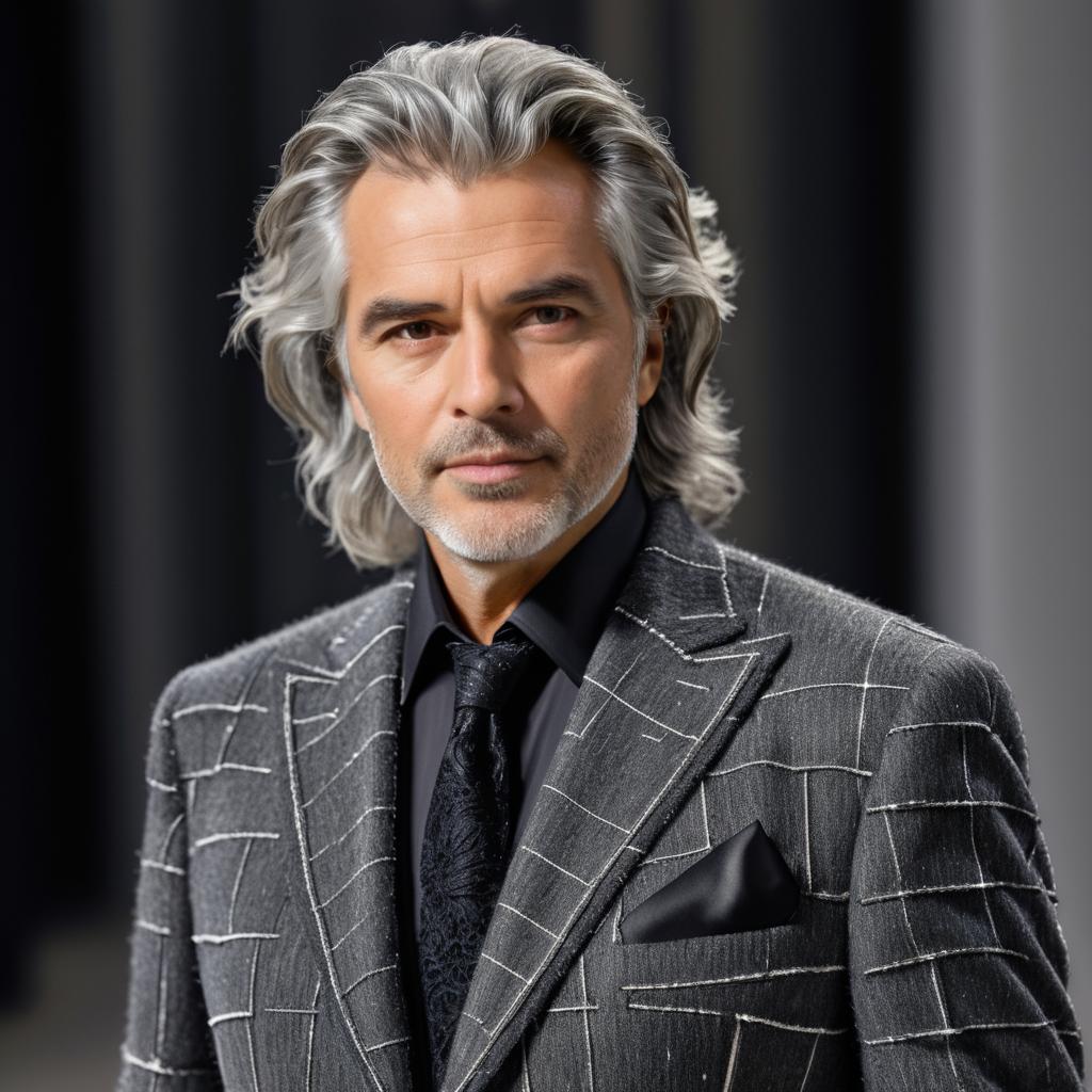 Elegant Middle-Aged Man in Haute Couture