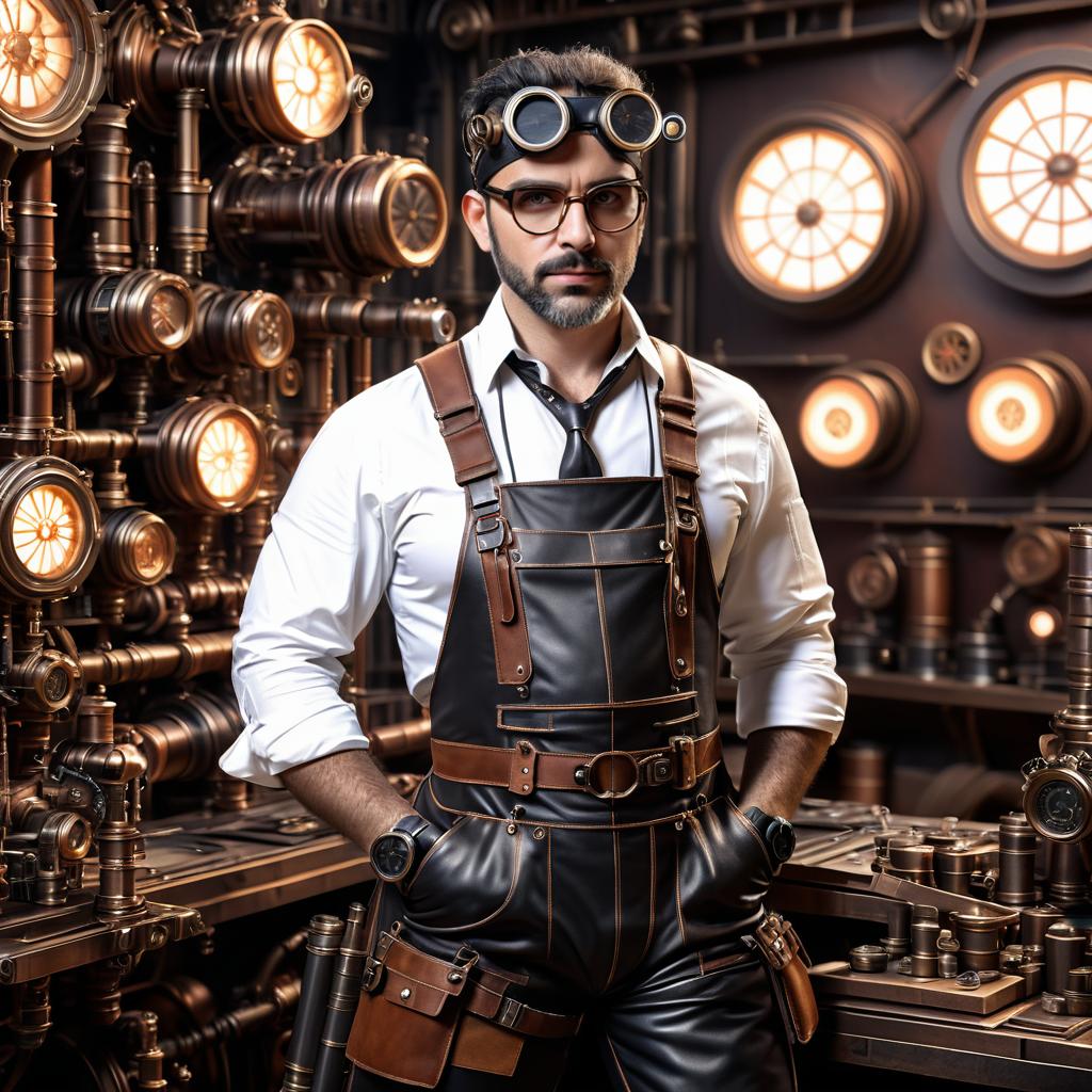 Steampunk Inventor in Infrared Portrait