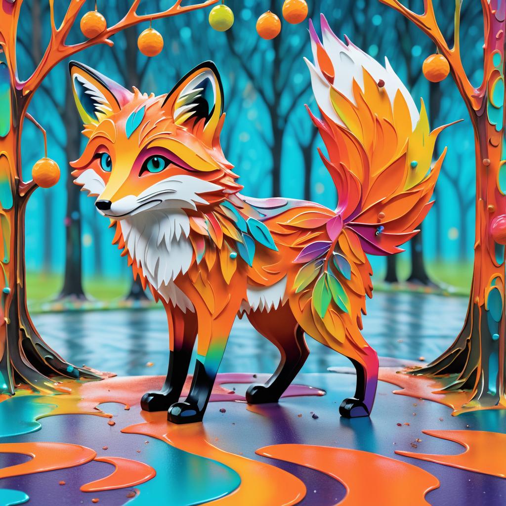 Vibrant Fox Under Colorful Tree Animation