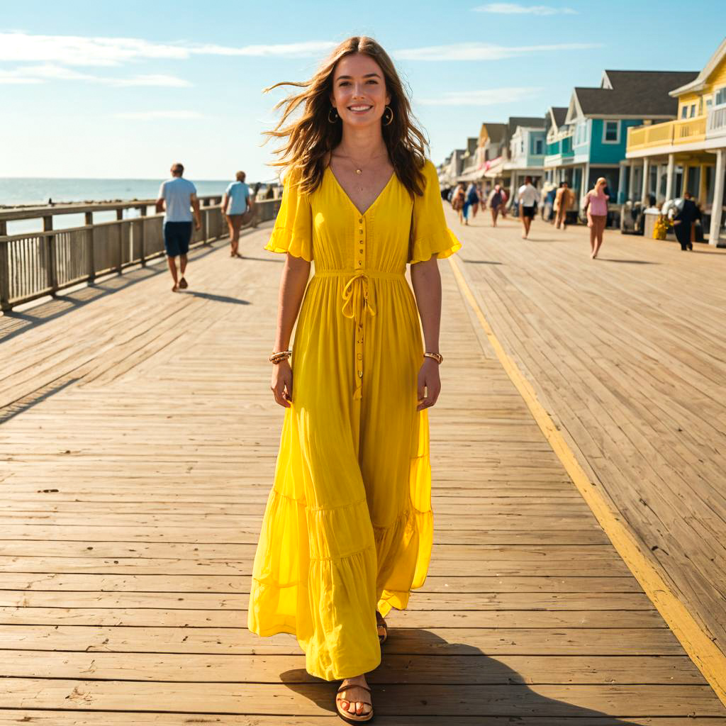 Carefree Teenager on Seaside Boardwalk