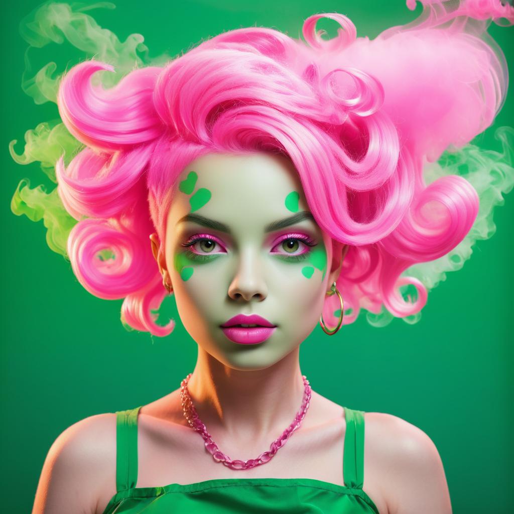 Vibrant Pop Art Fairy with Pink Hair