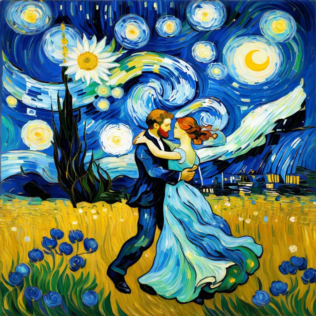 Lovers Dancing Under a Starry Night