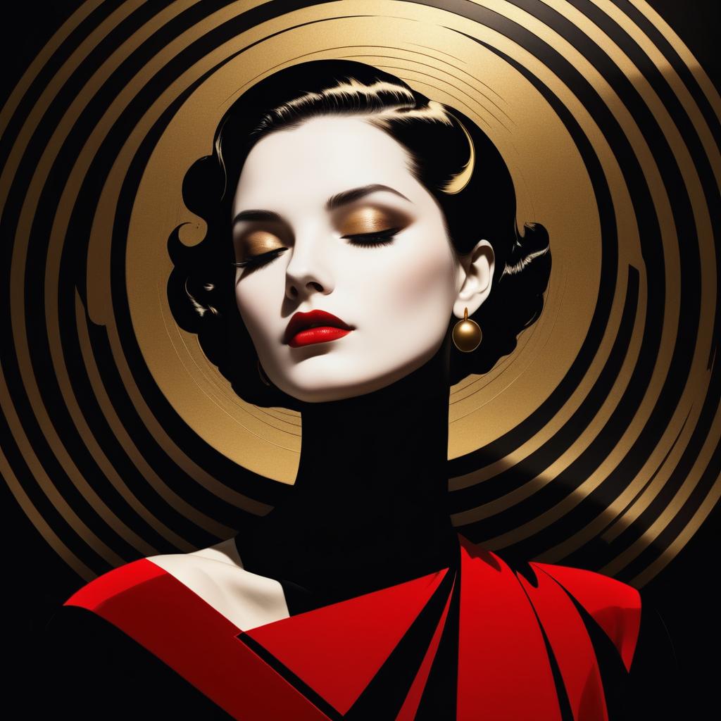 Elegant Minimalist Portrait in Art Deco Style