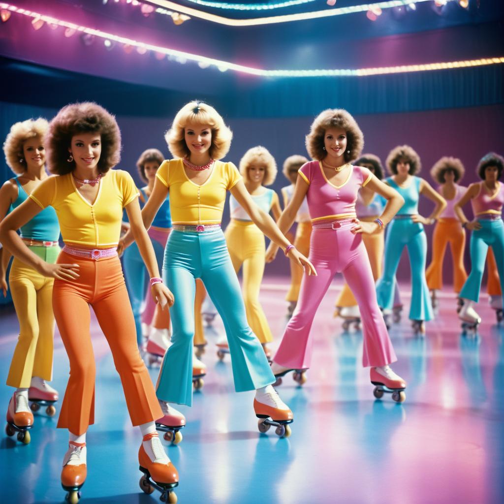 1982 Roller Disco Scene in Vibrant Color