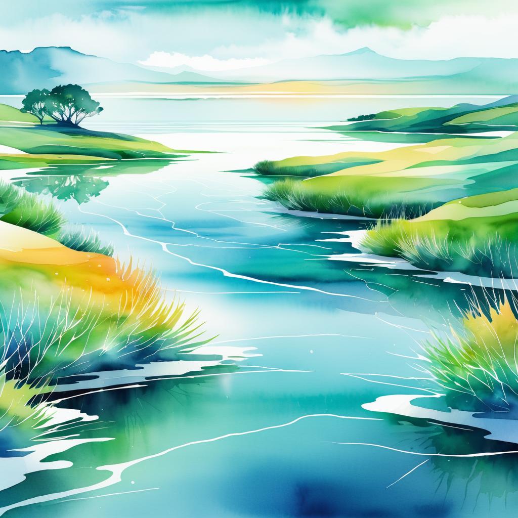 Serene Water Landscapes in Digital Art