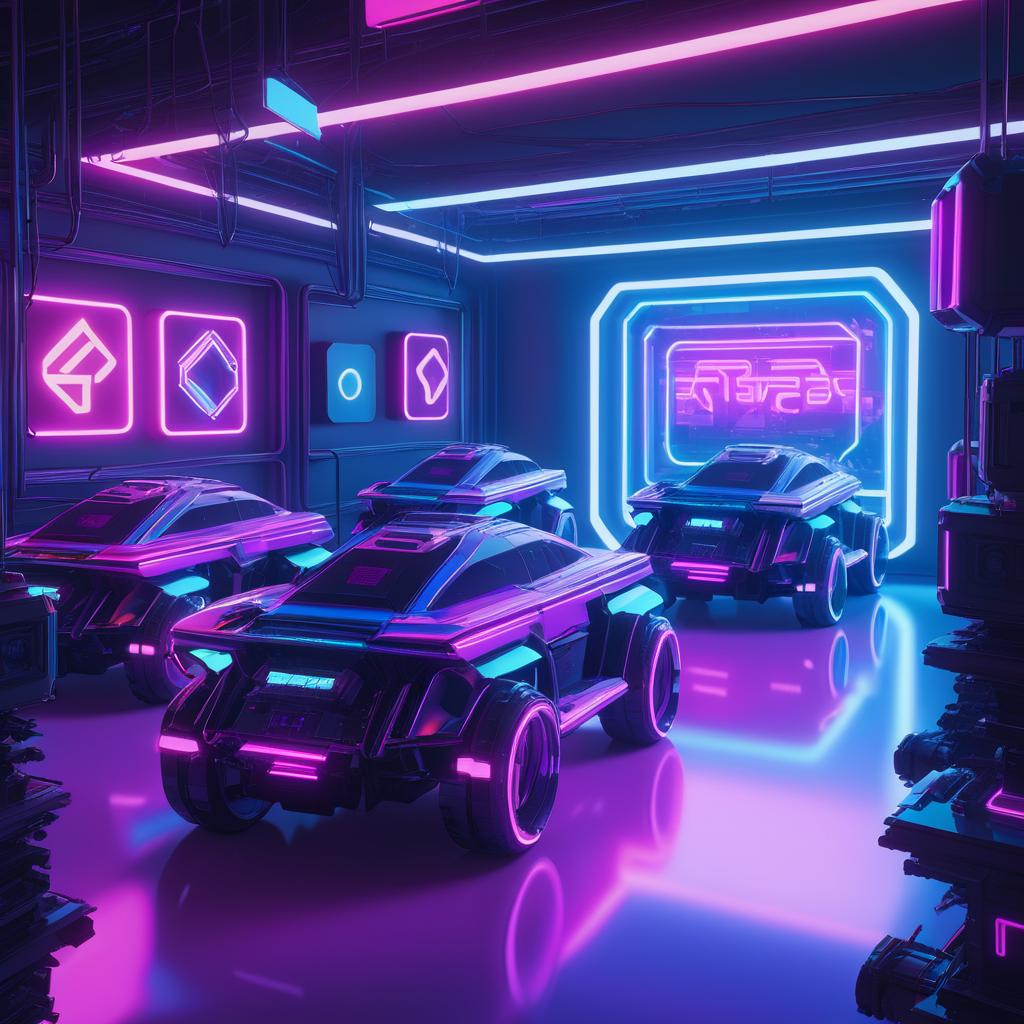 Futuristic Society of Neon Robots