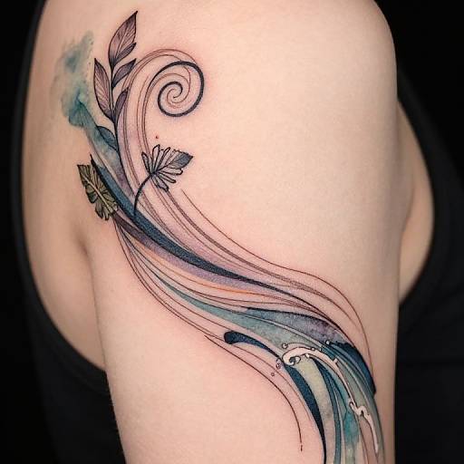 Abstract Nature-Inspired Curved Tattoos