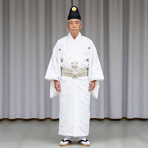 Elderly Japanese Man in Traditional Attire