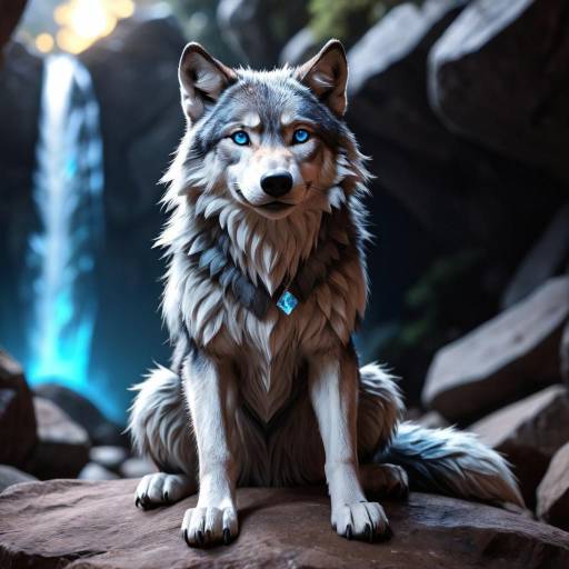Majestic Wolf Gazing at Crystal Night