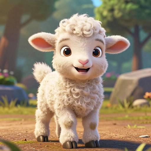 Pixar-Style Cute Baby Lamb