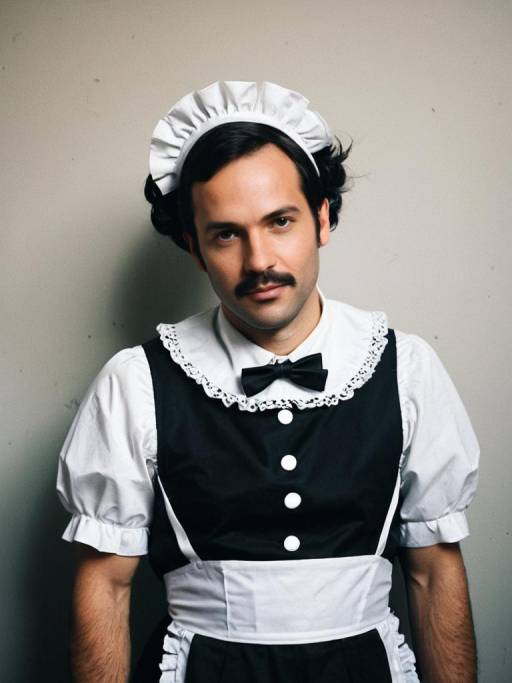 Man in French Maid Outfit Costume