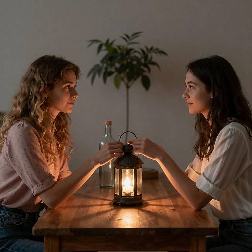 Intimate Moment Between Friends at Night