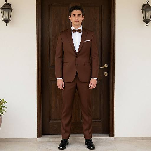 Man in Brown Wedding Jumpsuit
