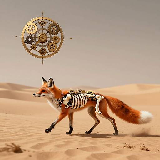 Celestial Clockwork Fox in Desert
