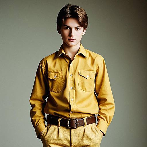 Realistic Male Model in Golden Trousers