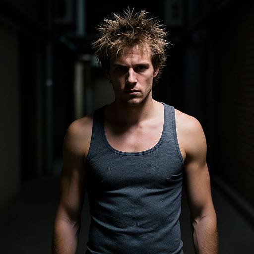 Moody Portrait of Fit European Man