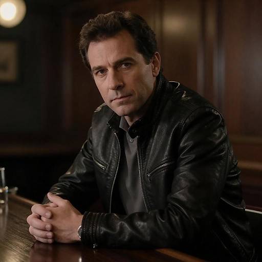 Brooding Man at Dimly Lit Bar