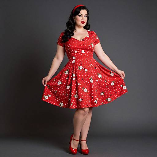 Retro Plus-Size Cherry Print Dress