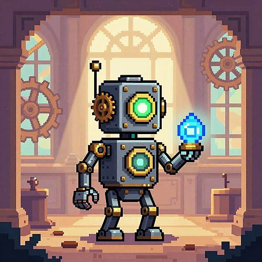 8-Bit Steampunk Automaton Pixel Art