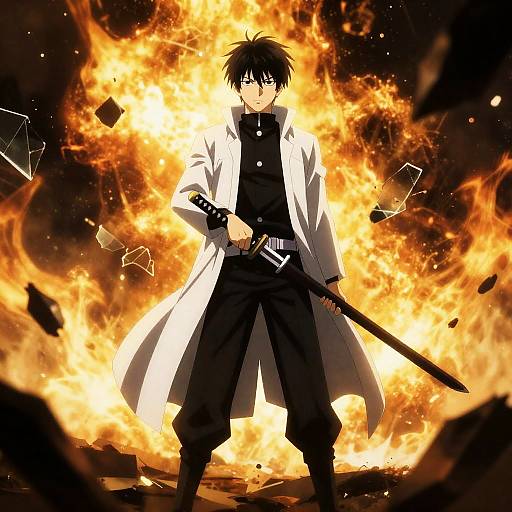 Intense Anime Fighter with Katana