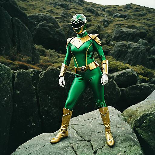 Original Green Ranger Woman on Rocks