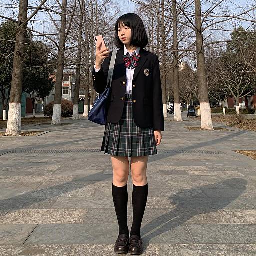 Stylish School Girl in Uniform