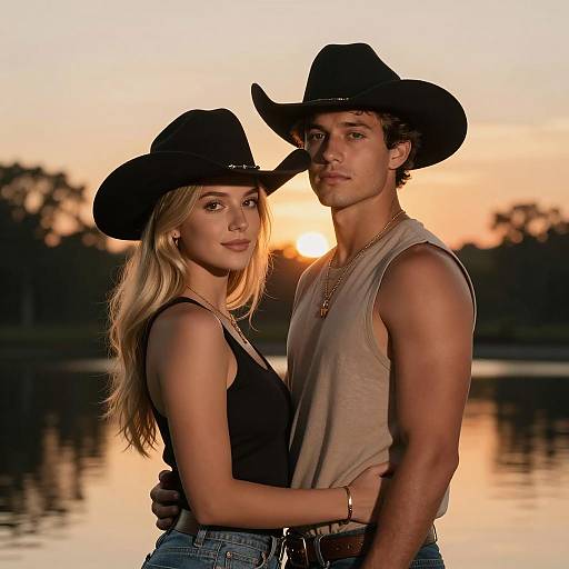 Romantic Sunset Portrait of a Couple