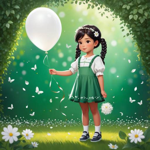 Playful Child in Nature with Balloon Playful Child in Nature with Balloon