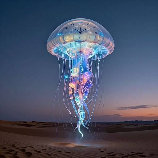 Bioluminescent Jellyfish Clock at Twilight