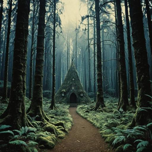 Enchanted Forest Path with Magical Cottage